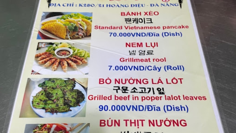 Bánh xèo Lipton Đà Nẵng cùng menu đa dạng phong phú