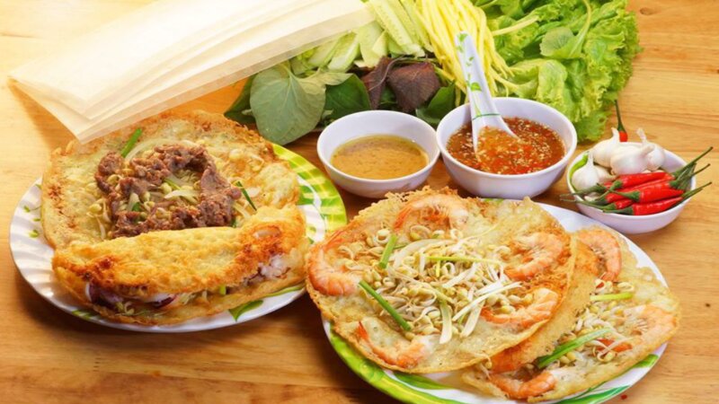 Bánh xèo tôm nhảy thơm béo giòn tan