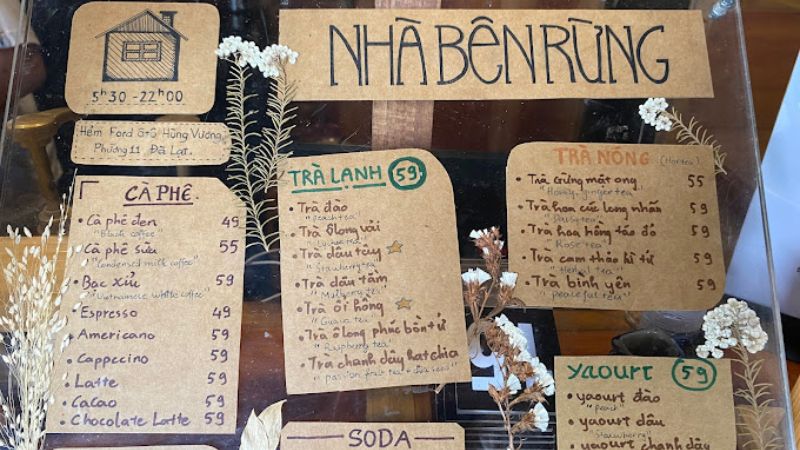 Menu và giá cả Nhà Bên Rừng