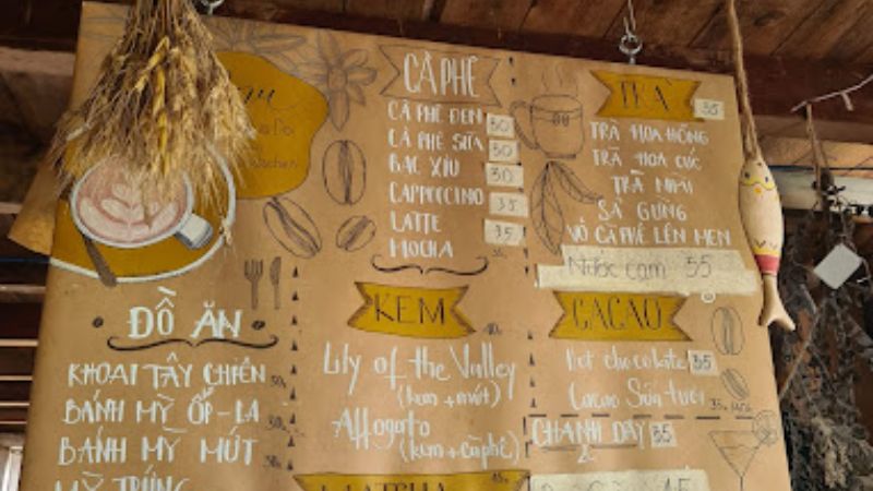 Menu tại quán