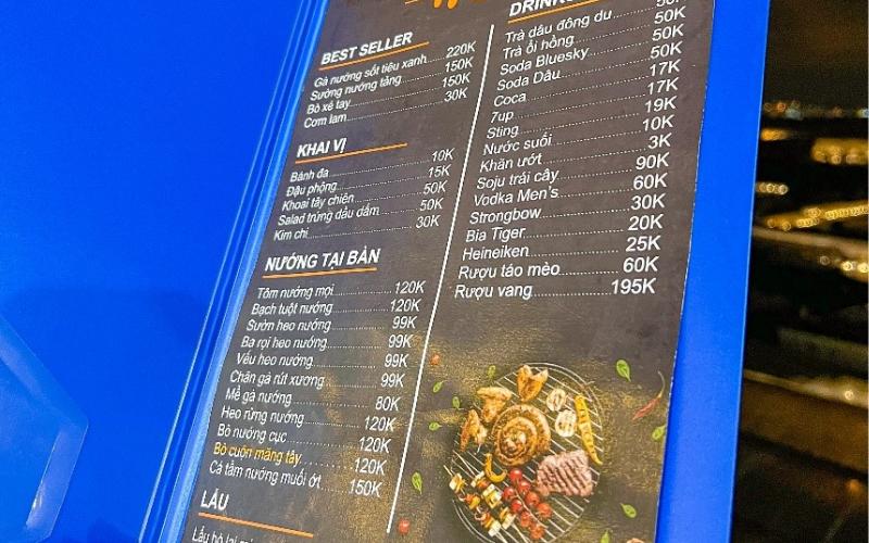 Menu và giá cả tại quán