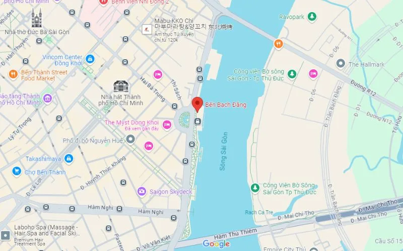 Cách di chuyển đến bến Bạch Đằng trên Google Maps